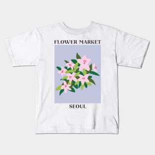 Flower Market Seoul Pink Lily Kids T-Shirt